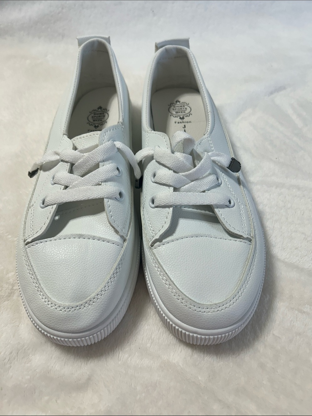 Women's White Low-Profile Lace-Up Sneakers